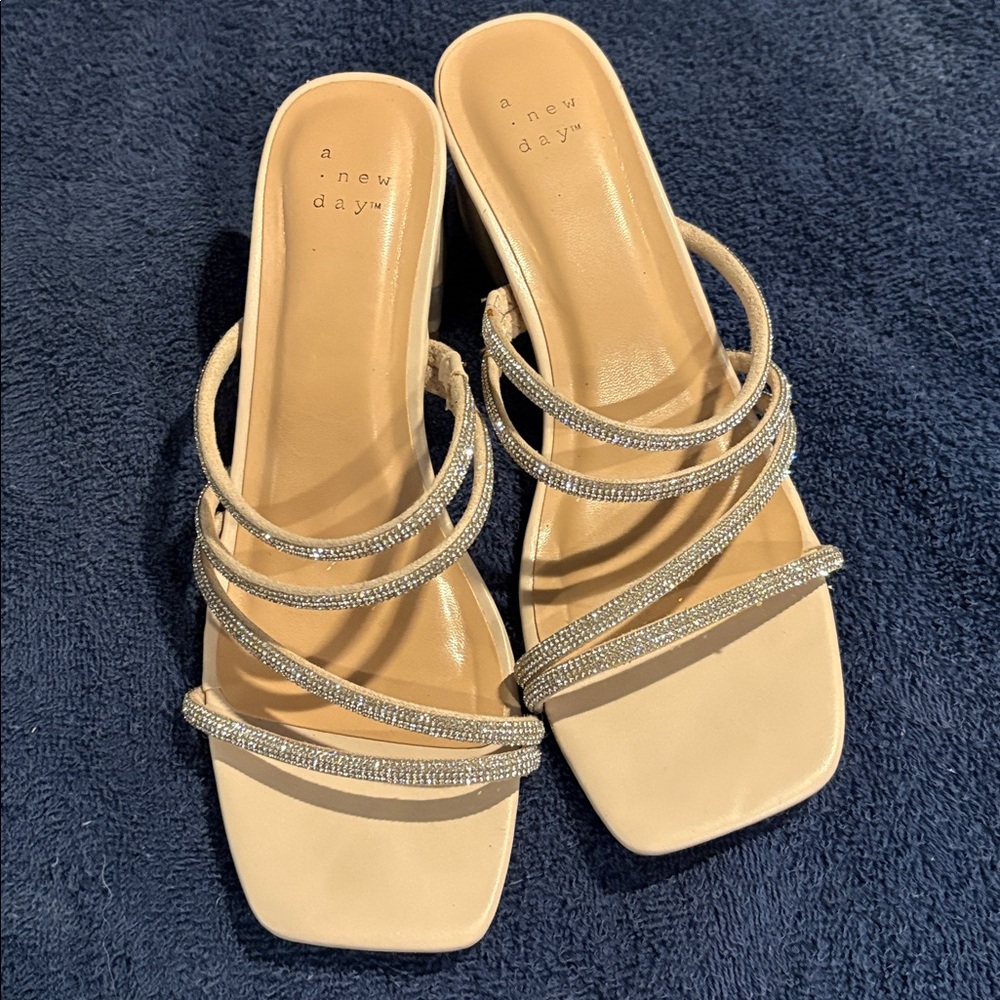 A New Day Tan Rhinestone Strappy heal - Picture 2 of 6